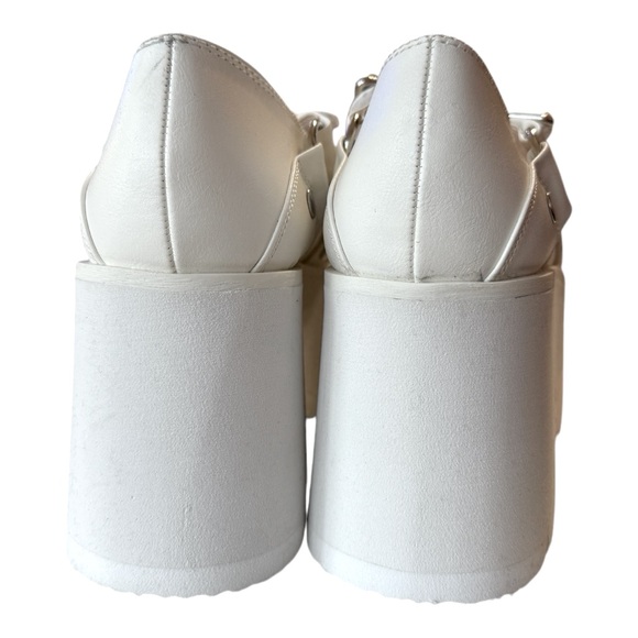 Demonia Ashes 33 Mary Jane Platforms Flatforms White Silver Size 9 - Picture 7 of 13